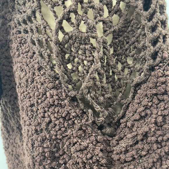 BCBG MAXAZRIA Brown Bourke Knit Cardigan Sweater Crochet Back Size Small - Picture 4 of 8